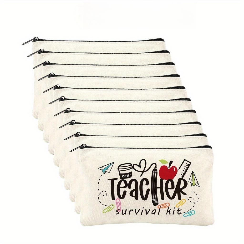 Teacher-Themed Zippered Makeup Bag and Toiletry Pouch, Portable Multipurpose Organizer Gift, Birthday Back-to-School Present