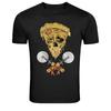 Pizza Totenkopf Biker Motorrad Grafik T-Shirt