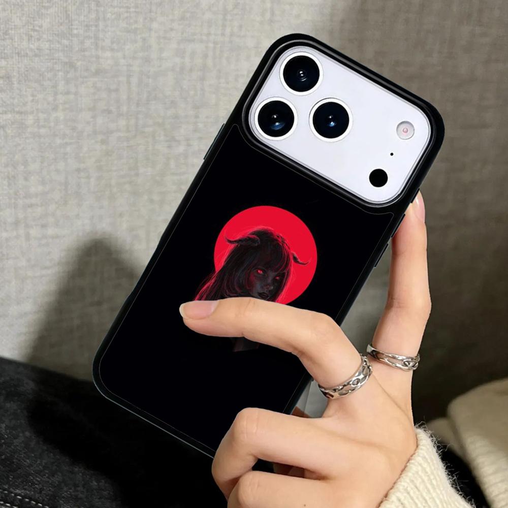 Capa Case for iPhone 17 Air 16 Pro Max 15 Plus 11 13 Mini 14 12 Back Phone Cover Aesthetic Devil Woman