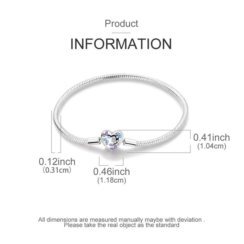 Bracelet 925 Silver Bracelet 17-20CM Love Heart Zircon Original Bracelets Fit Charms Bracelets Jewelry Gifts