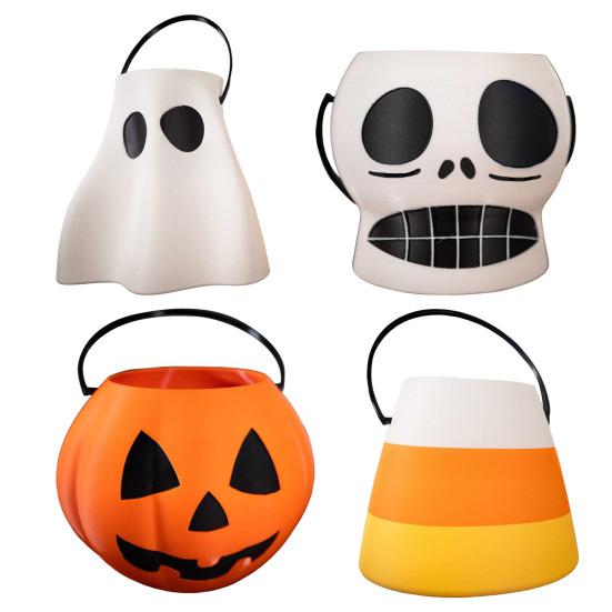 Ghost Flower Pot Planter Halloween Candy Bucket Multifunctional Resin Ghost Pumpkin Shape Vase Candy Bowl Home Office Decor