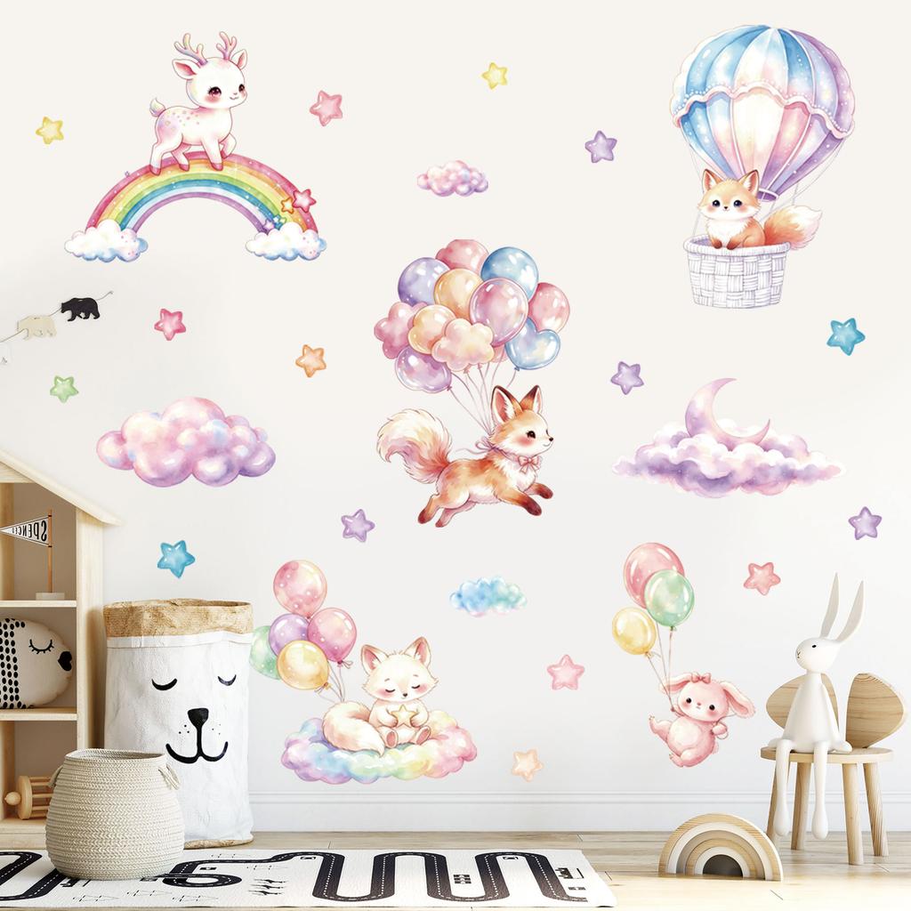 Dreamy Cartoon Fox Wall Sticker Removable Living Room Bedroom Kids Home Decor