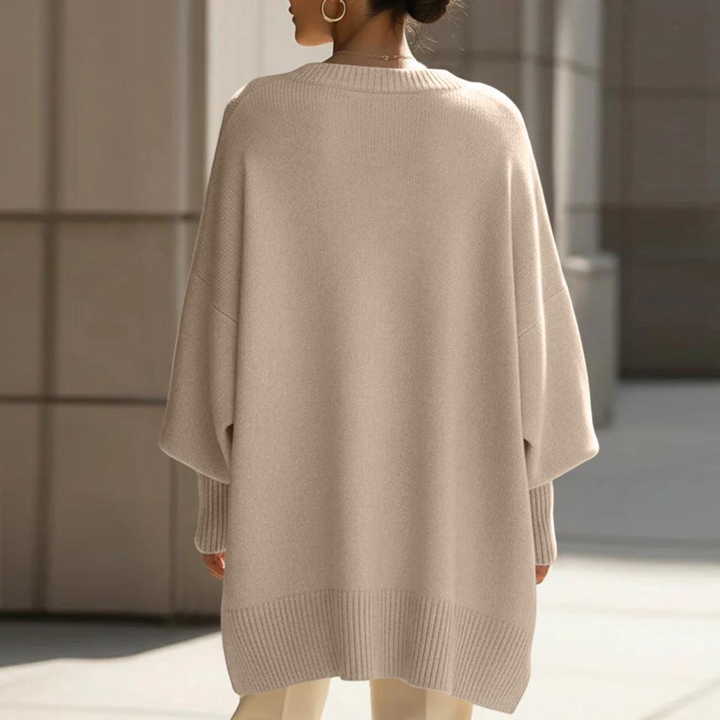 Ladies' Casual And Fashionable V-neck Loose Knit Sweater