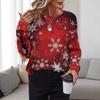 Autumn and Winter Ladies Christmas Snowflake 3D Printed Crew Neck Comfortable Trend Breathable Hoodies & Sweatshirts (women’s)