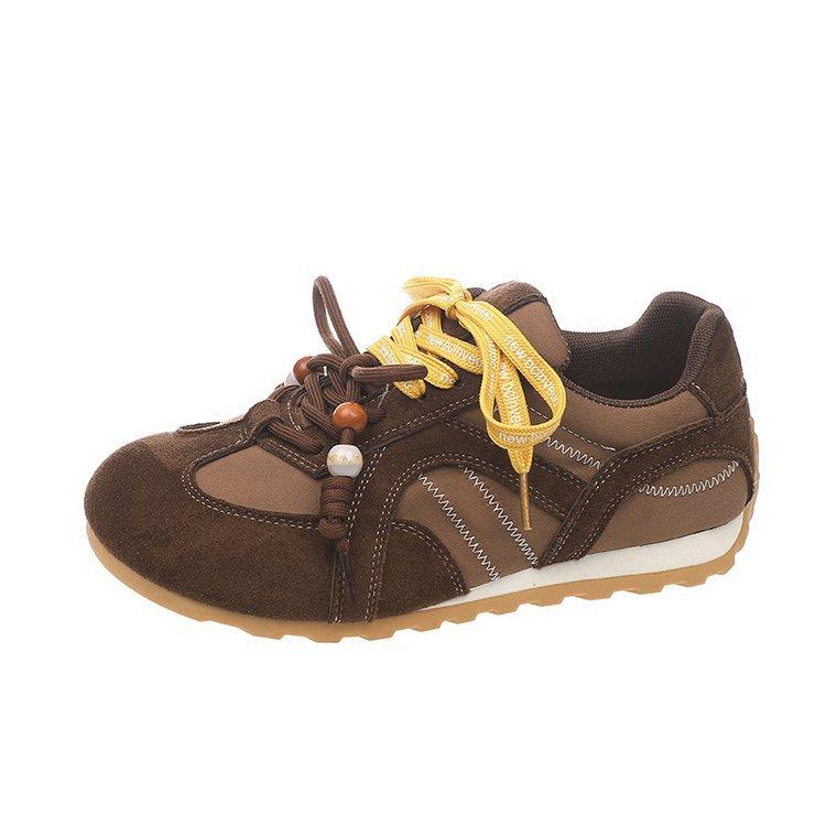 

Genuine leather Forrest Gump shoes women s spring and autumn 2025 new platform-soled German training shoes casual versatile running shoes 40 коричневый