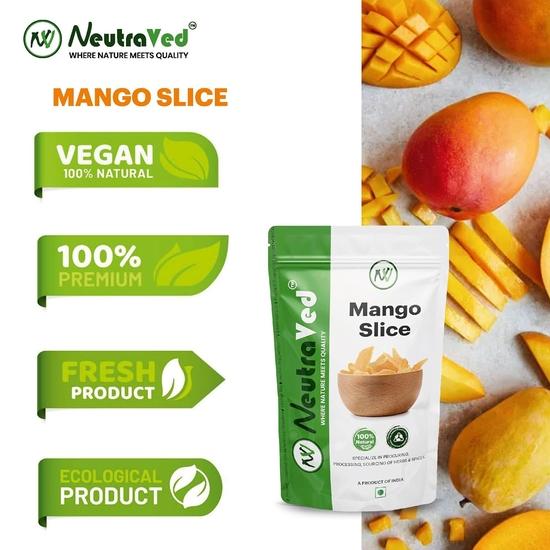 NeutraVed Dehydrated Mango Slices, 150g |100% All Natural Dried, Vegan, Gluten Free, No Artificial Preservatives, Without Adding Sugar ; 150g