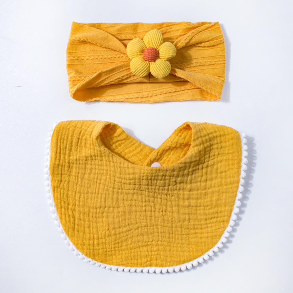 Baumwoll-Baby-Lätzchen und Stirnband-Set mit Gaze der Klasse A