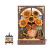 ROBOTIME Rowood Girassol Dourado Arte de Parede Quebra-Cabeça de Madeira 3D TH002