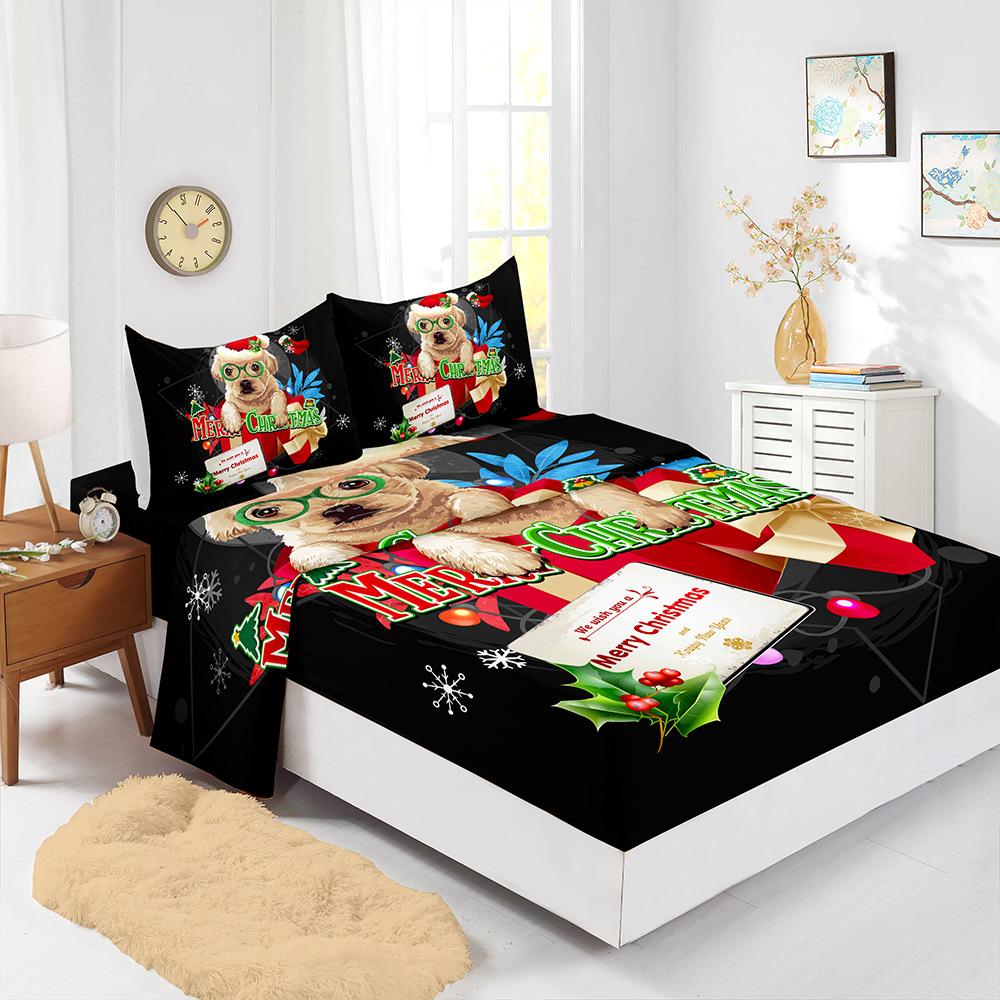 Popular Christmas Mattress Four-Piece Children'S Bedding Digital Printing Mattress Protective Cover