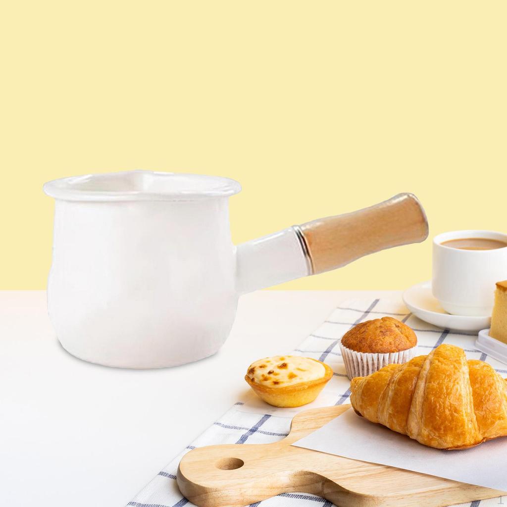 Casserole à lait en émail Chauffe-beurre Marmite à fondre Bouillon 500 ml Ébullition Antiadhésive Petite soupe