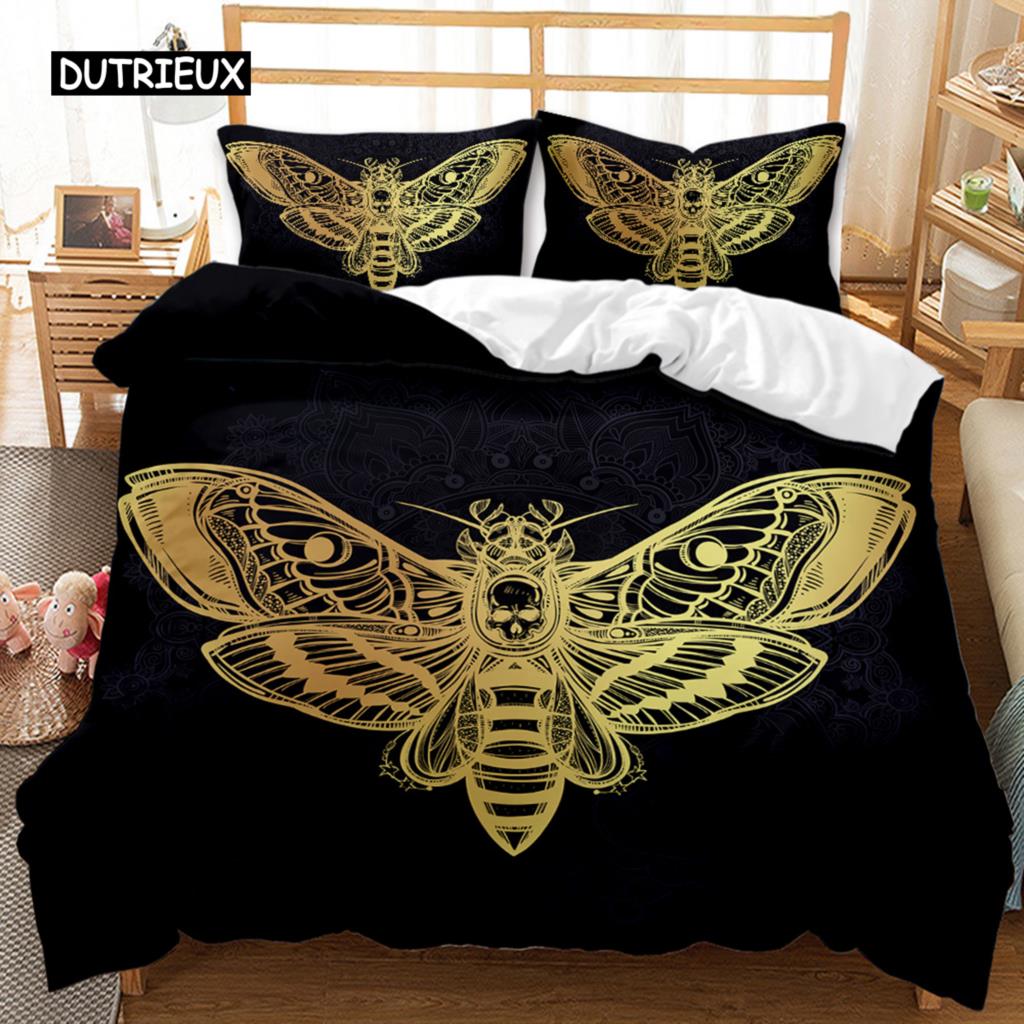 Bohemian Duvet Cover Set 3D Golden Sun and Moon Bedding Set for Kids Teens Adults Double Queen King Size Polyester Qulit Cover