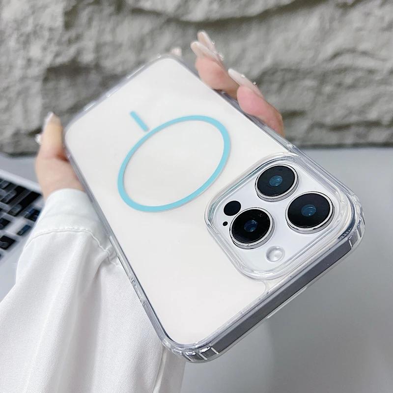 Acrylic Transparent Hard Magsafe Case For iPhone 16E 14 15 16 Plus 12 13 Mini  X XR XS 11 16 Pro Max Magnetic Ultra Thin Cover