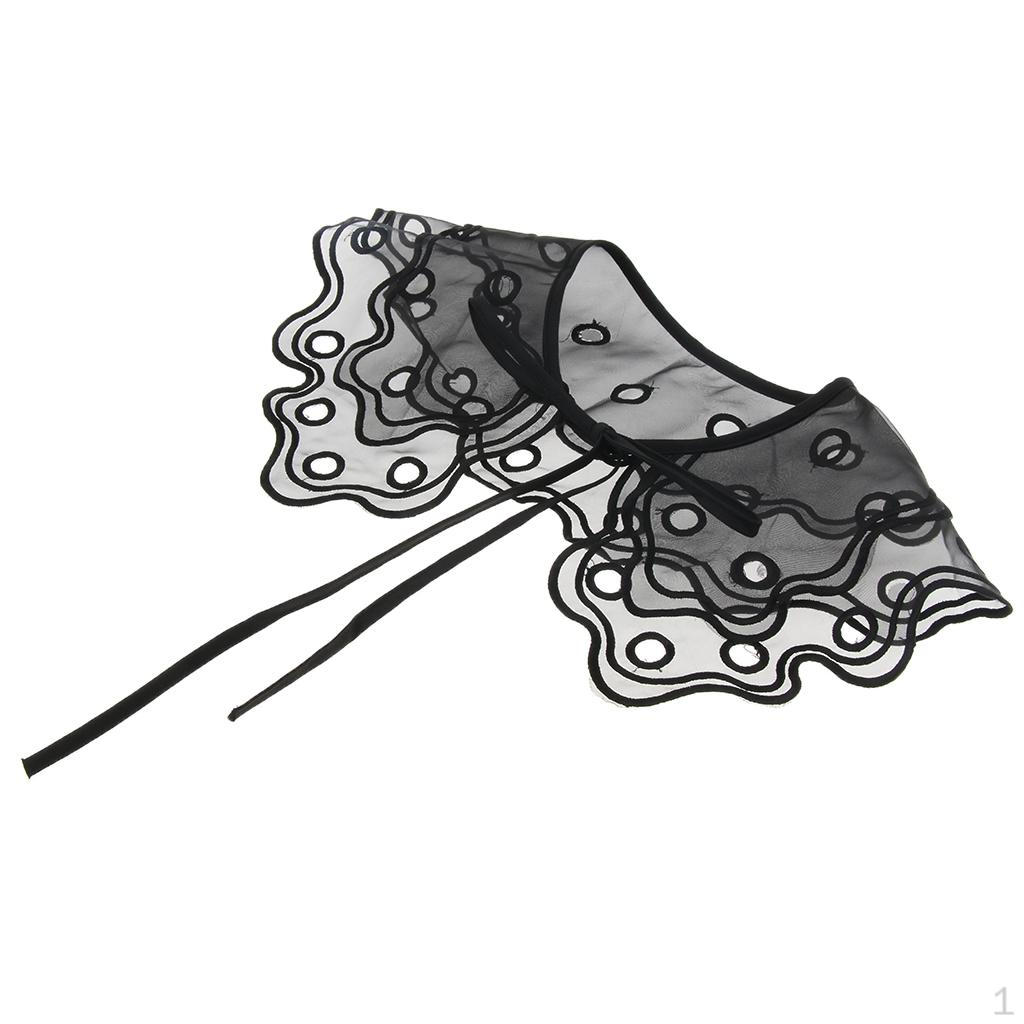 Съемная кружевная блузка-обманка Женская съемная полурубашка для костюмов, под платья, свитера, одежда Black 01