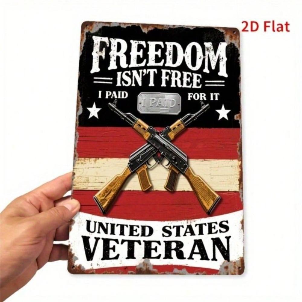 Vintage Freedom Isn't Free Metal Sign Garage Wall Decor Tin Plaque Poster