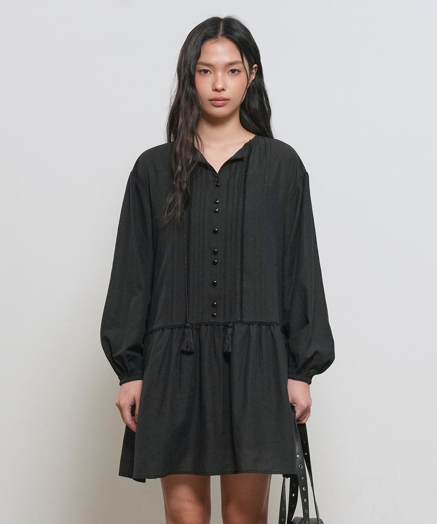 General Idea Pintuck Low-Rise Dress [Black] / Gf2Lop507