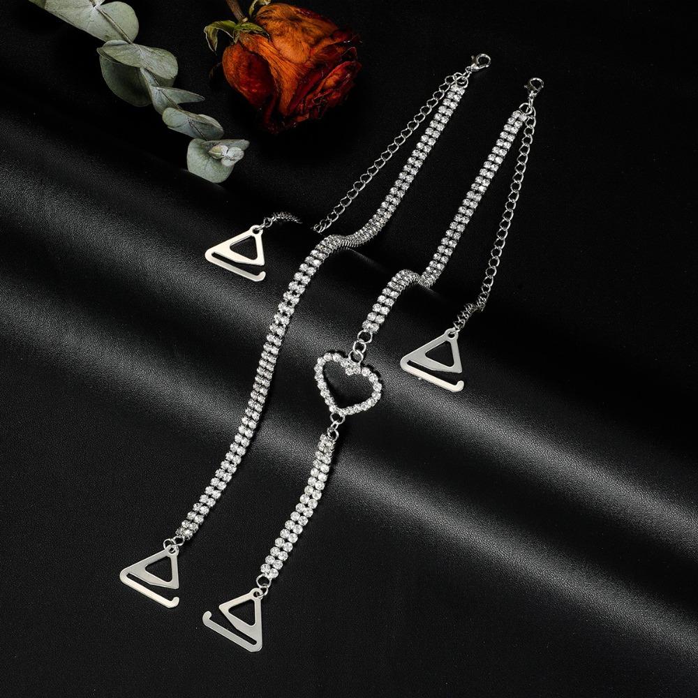 

Removable Rhinestone Bra Straps Sexy Off-the-shoulder Bra Shoulder Belts Evening Dress Silver Unilateral Love