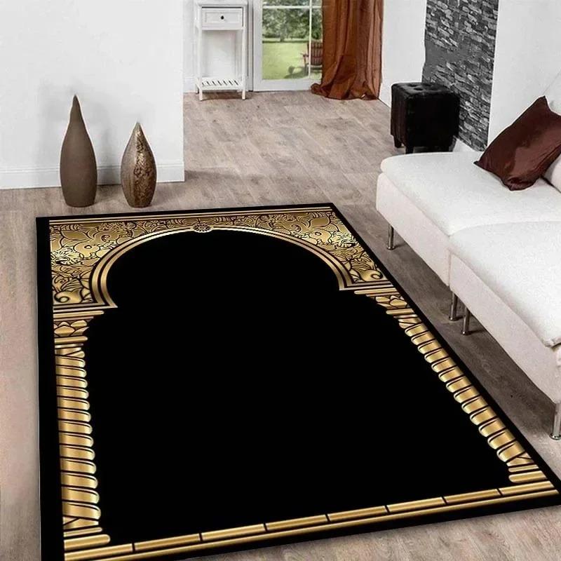 Ramadan Kareem Muslimische Gebetsmatte, weiche Kniematte aus Polyester für den islamischen Feiertag, rutschfester Teppich für Zuhause oder Moschee