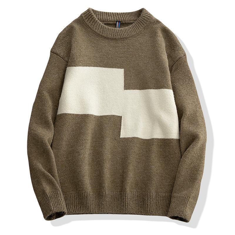 Winter Men 'S Round Neck Thicken Sweater Loose Knitwear Sweater Warm Bottoming Shirt 
