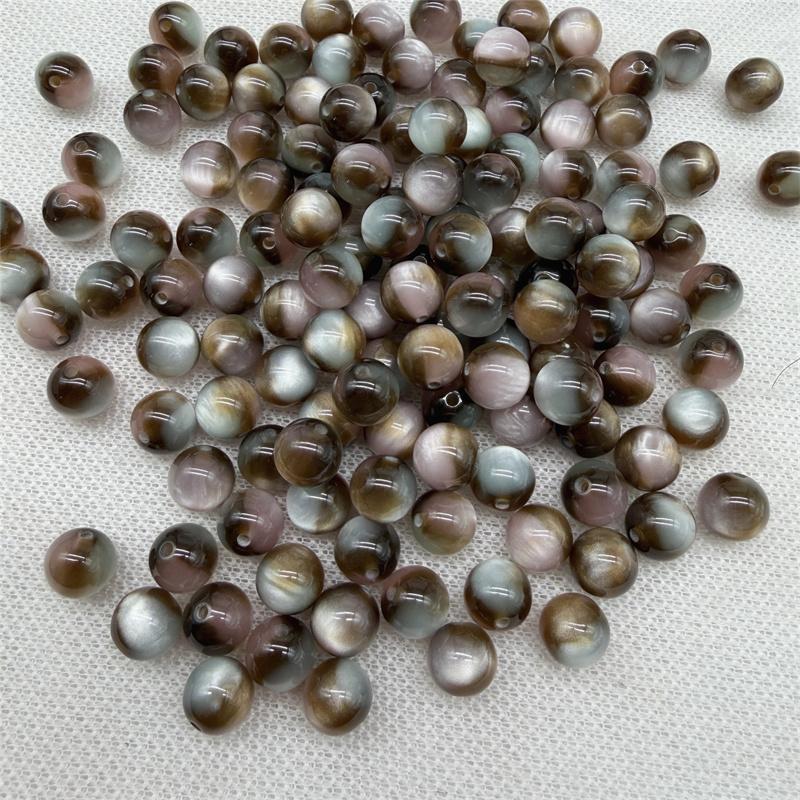 20pcs 10mm Flowing Light Dyeing Gilded Resin Beads Imitation Cat Eye Beads DIY Bracelet Beads Phone Chain Decoration