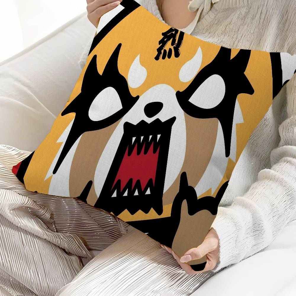 A-Aggretsuko Red Cute Panda Lucky Dragon Pillow Cover Sofa Cushion Cover Home Room Decoration Children Gift