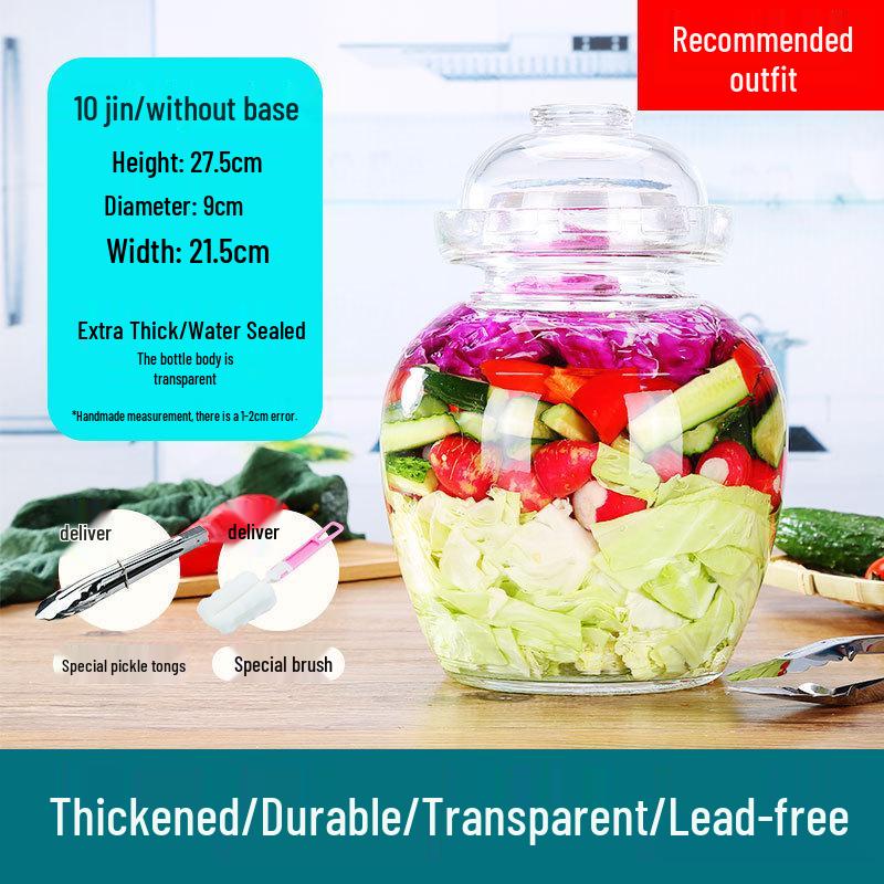 Sichuan Style Thick Glass Pickle Jar for Sauerkraut and Vegetables - Large Mouth, Sealed Container for Home Pickling