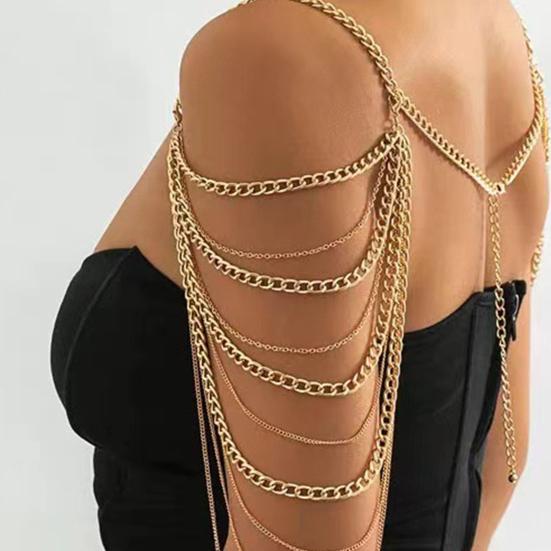 Women Body Chain Multi-layered Tassel Shoulder Chain Date Night Nightclub Party Shoulder Jewelry Celebrity Performance Prop