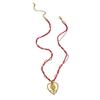 Modern Stainless Steel Necklace with Heart Flower/Grape Charm Crystal Beads Adjustable Closure Neckchain Accessory