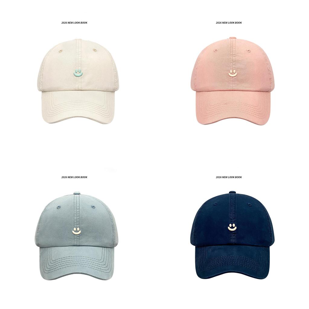Cotton Baseball Cap With Embroidered Face Smile For Women And Men
