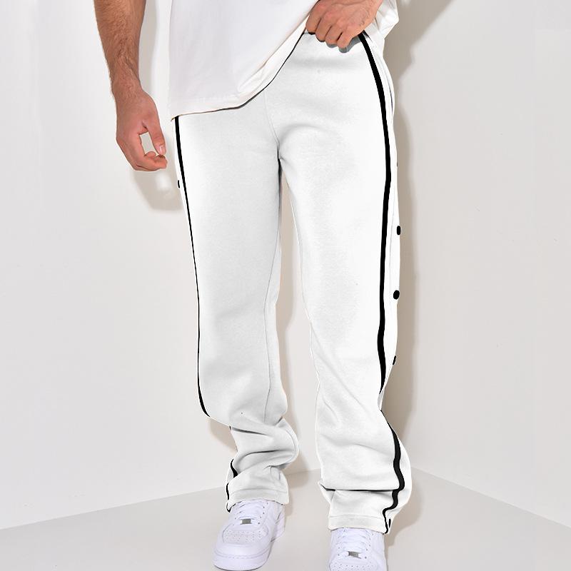 Men's casual sports buttoned trousers men's autumn new loose straight drawstring large size trousers