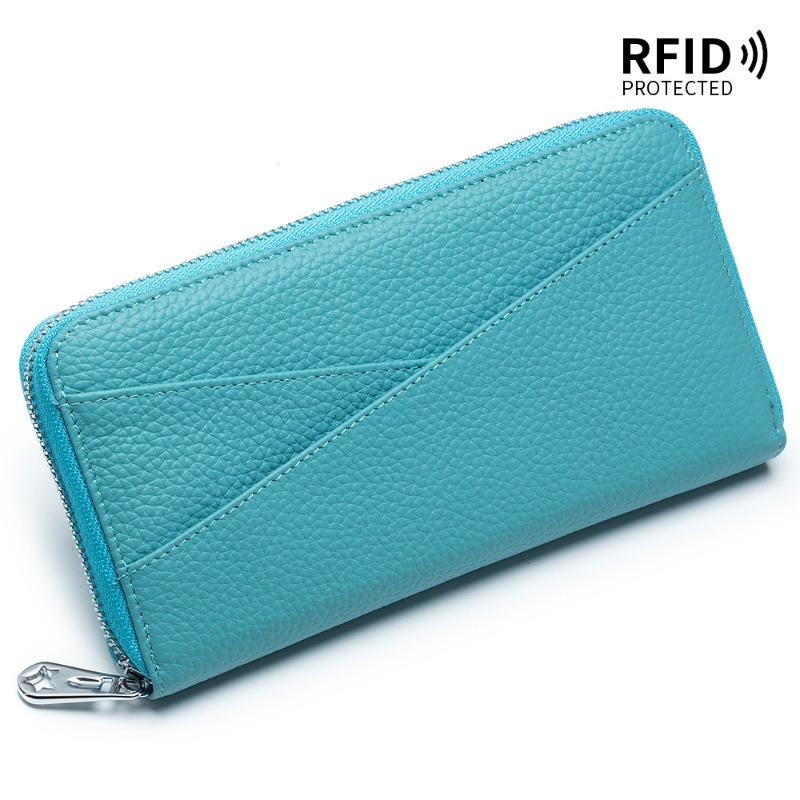 Japanese-style Leather Long Wallet Women's Large-capacity RFID First-layer Cowhide Organ Card Bag Fashion Clutch Bag Mobile Phone Bag