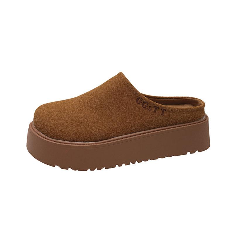 Thick Bottom Heightening Bag Head Slippers Women's 2025 New Casual Versatile Retro Lazy Outer Wear Muffin Muller Birkentow