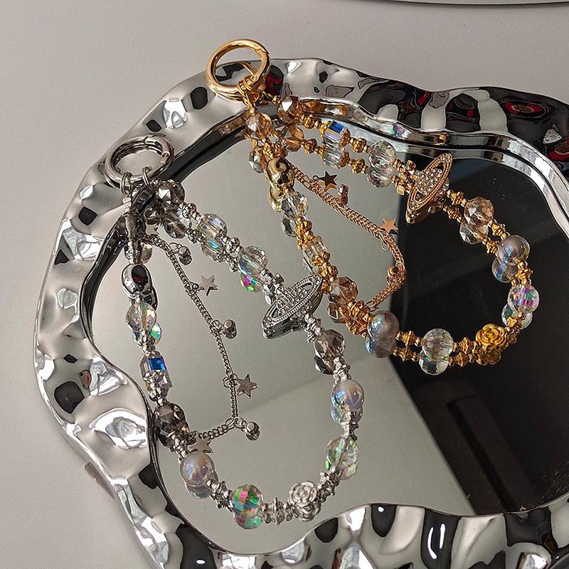Sparkling Diamond Saturn Mobile Phone Chain Universal  Light Luxury Phone Anti Loss Lanyard Phone Short Wrist Strap