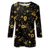 Women's Fashionable Casual Round Neck Three-Quarter Sleeve Printed T-Shirt Top