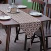 Elegant Jacquard Turquoise Cotton Linen Table Runner with Tassels Dresser Scarf for Home Party Wedding Dining Table Decor