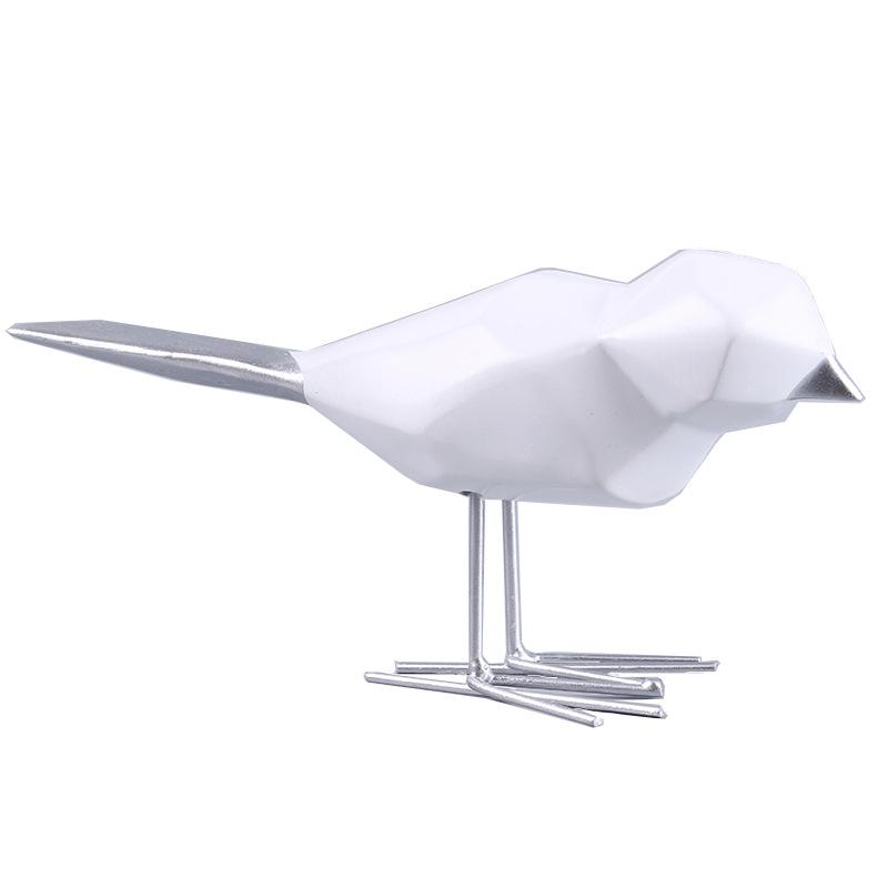 Resin Cute Bird Figurine European Ornaments Geometric Origami Animal Statue Home Office Bird Sculpture Abstract Home Decor
