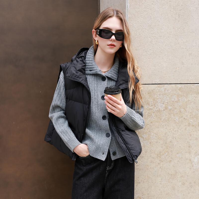 

Sancai 2025 Winter Hooded 90% White Duck Down Vest