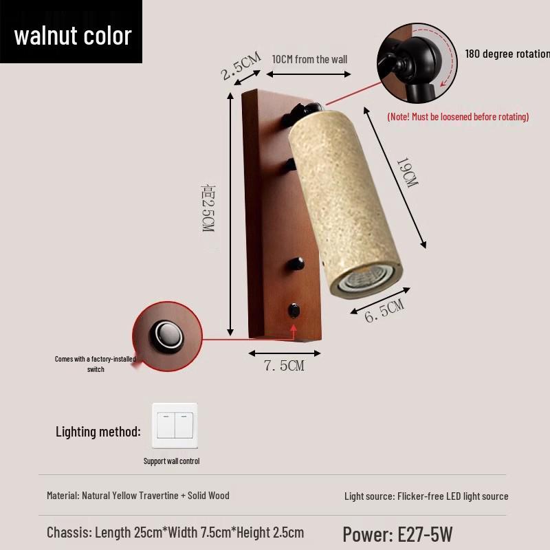 Wabi-Sabi Mid-Century Creme Wandlampe für Schlafzimmer oder Wohnzimmer