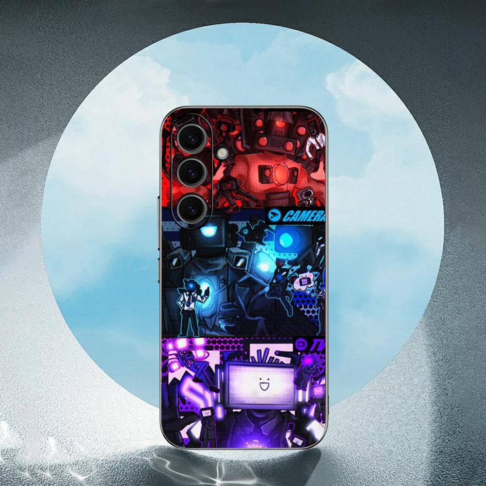 S-Skibidi T-Toilet For Samsung Galaxy S23 S24 S25 Ultra S22 Plus S21 Black Soft Case Waterproof Soft Case