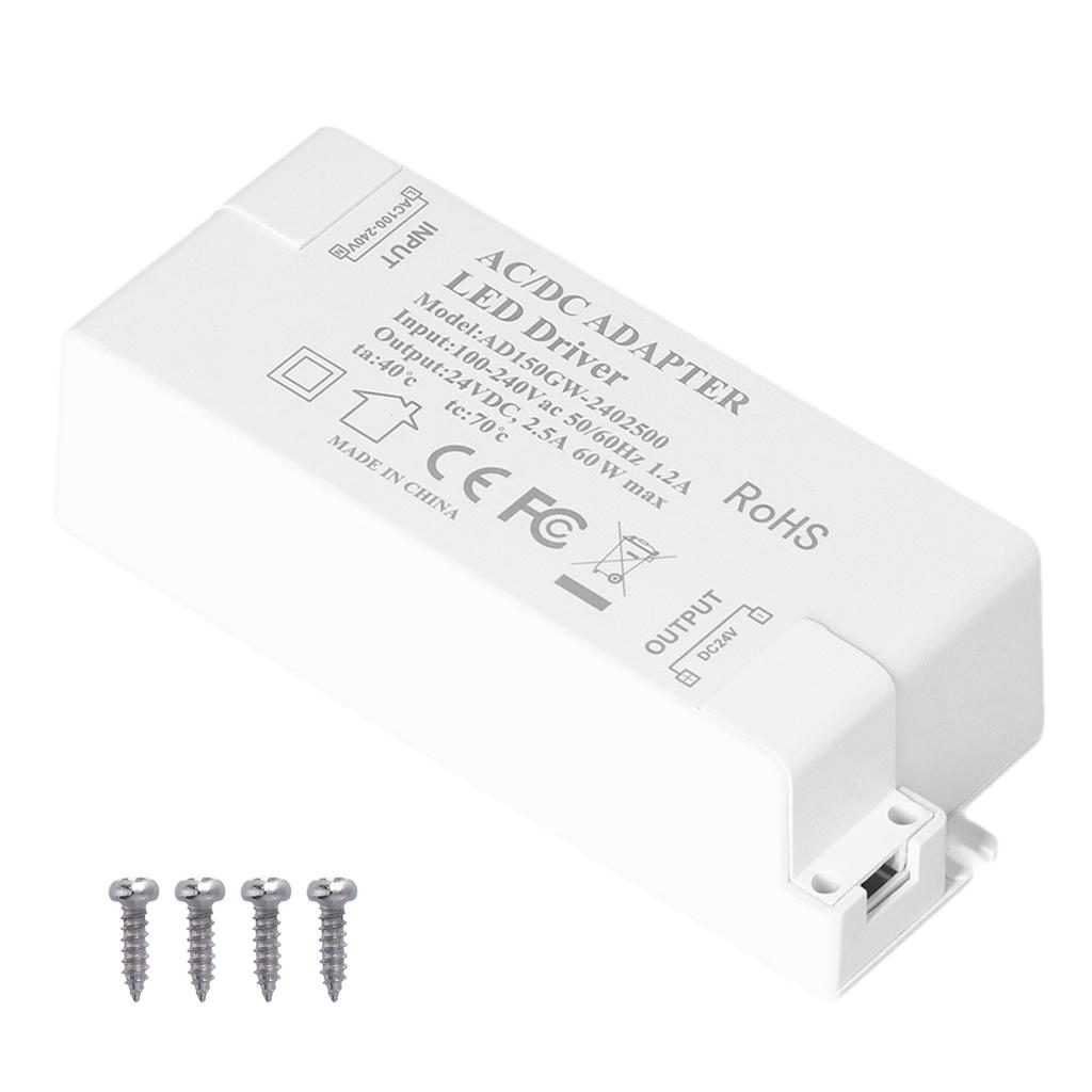 LED Driver DC24V 2.5A 60W LED Light Transformer DIY Lamp Driving Power Supply AC100‑240V