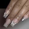 24 pz/set Quick Nails Glitter Bianco Gradiente Nail Art French Unghie Indossabili Adesivi per Unghie Rimovibili Impermeabili Unghie Finte