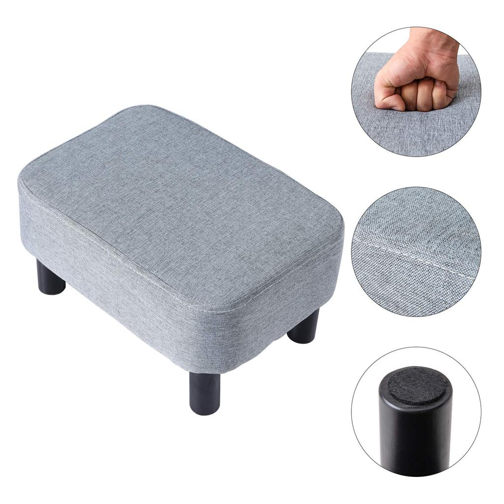 IBUYKE Ottoman Stool, Small Footstool, Rectangular Chair with Legs, Non-Slip, Square, Light Blue, RF-BD214