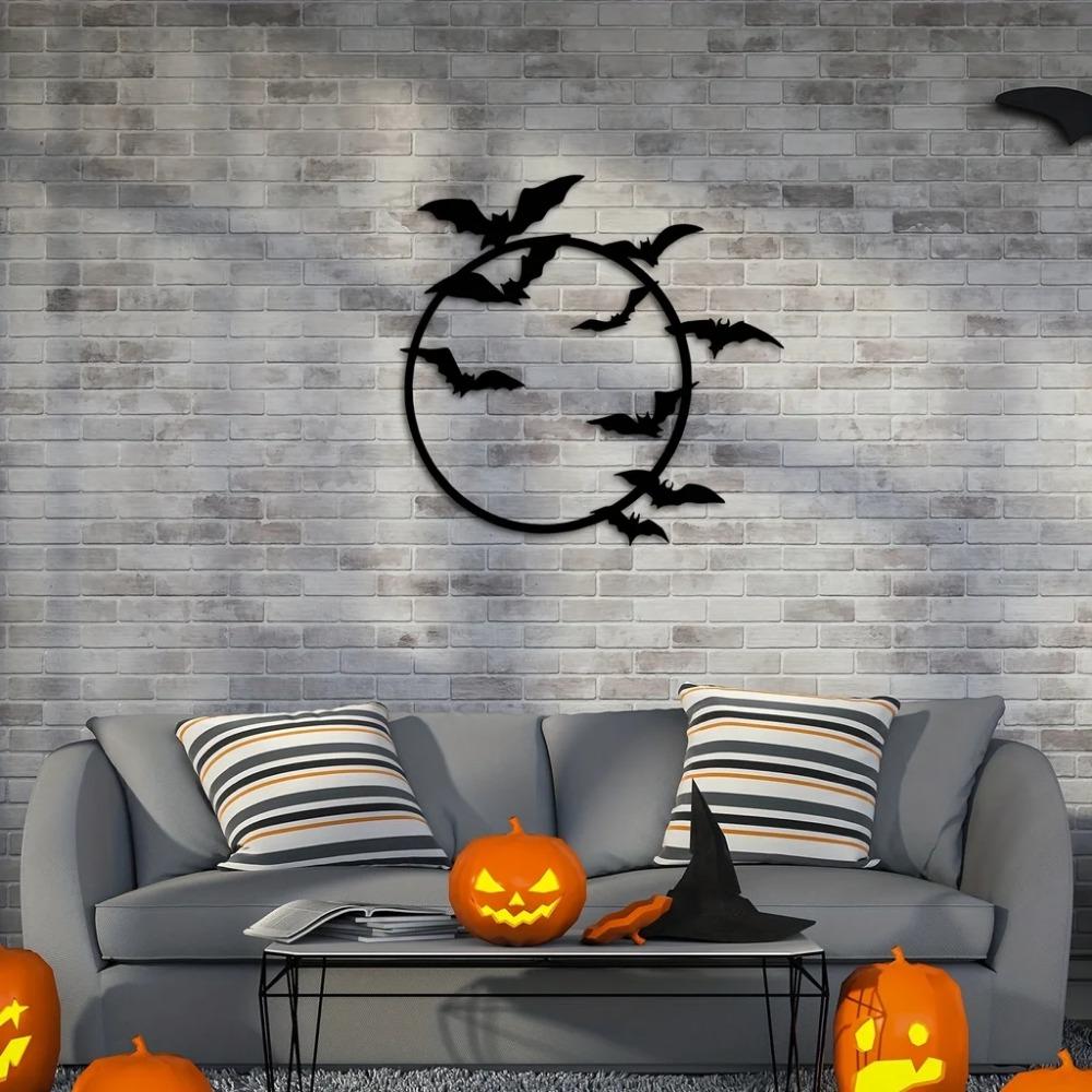 1pc Flying Bats Metal Wall Art: Cute Halloween Metal Sign, Decorative Bat Wall Decor for a Spooky Touch