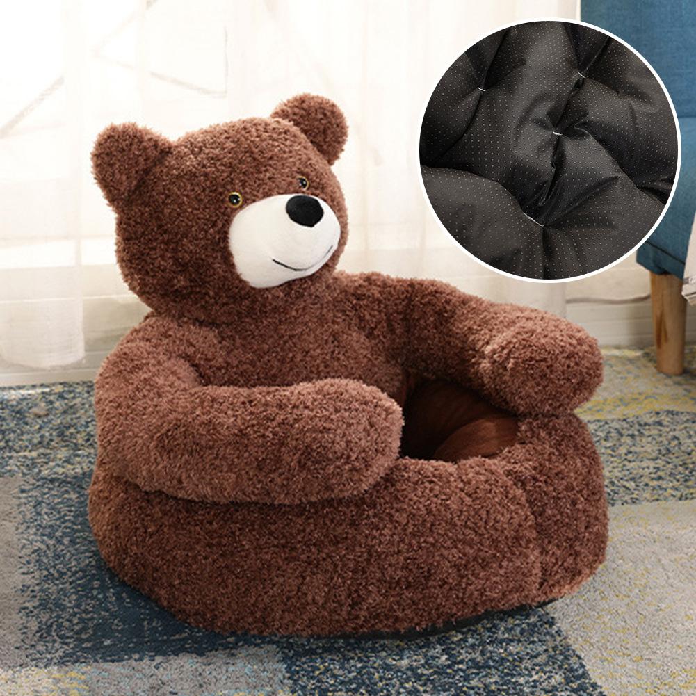 Warm Pet Nest Teddy Bear Dog Bed Cozy Fluffy Plush Cat Sofa Bed Non-Slip Detachable Warm Cuddle Bed for Cats Dogs
