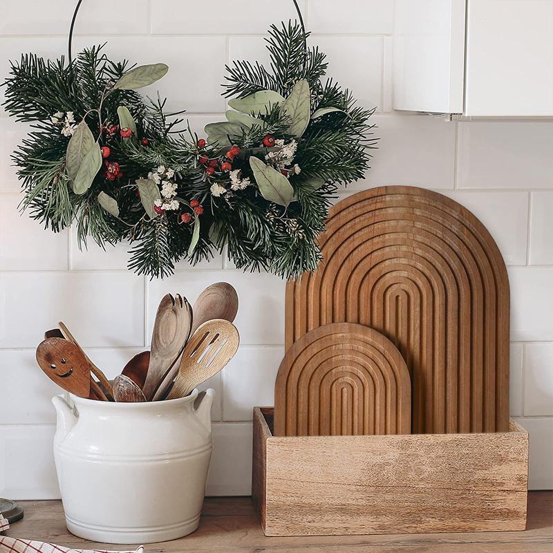 1PC Partition Wall Shelf Decorations Home Decor Jewelry Tray Modern Brown Decorative Tray Rustic Pine Wood Bohemian 2 Sizes