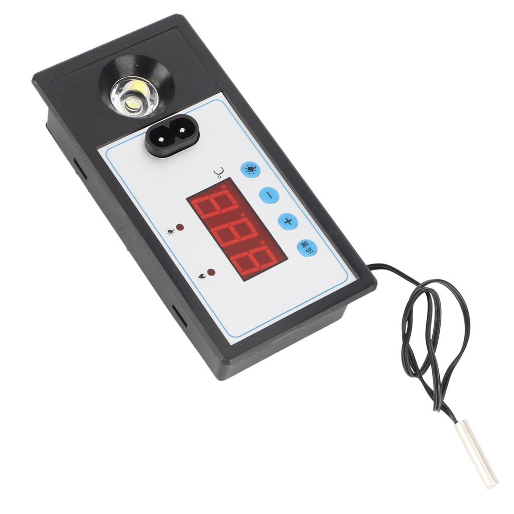 Thermostat Hatcher d'Œufs Numérique Ego, Machine à Couver Automatique Intelligente en ABS Contrôleur de Température avec Lumière et Cordon d'Alimentation pour l'Incubation