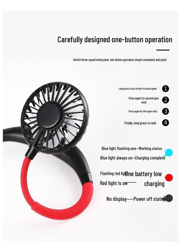 LED Nackenventilator: Wiederaufladbarer geräuschloser Hängeventilator der 3. Generation