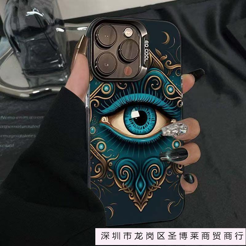 Blue eyes and big eyes Suitable for Apple 16Promax mobile phone case Personalized vitality case iPhone15/14/13 Text 12