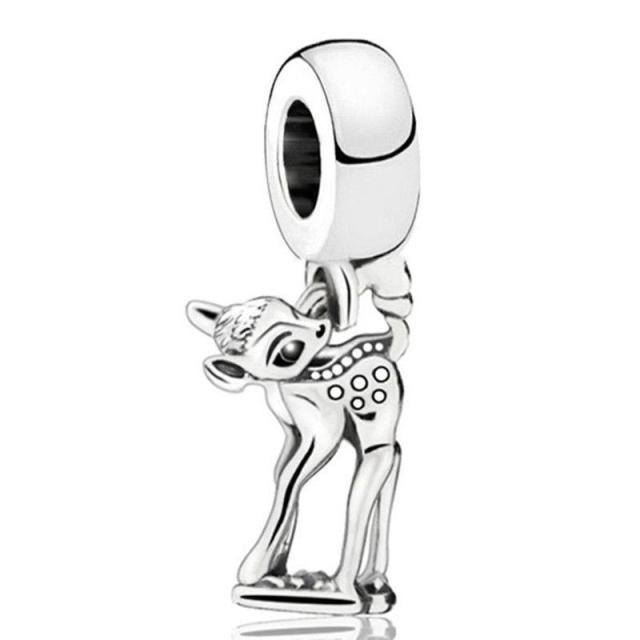 1Pcs New Cute Silver Star Cat Elephant Mushroom Bear Pendant Fit Original Charm Bracelet Women Jewelry Gifts