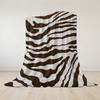 Bruin En Wit Zebrastrepen Flanellen Deken Warm Zacht Halloween Kerst Bank Warm Gezellig Decoratief Decor Cadeau Voor Elk Seizoen
