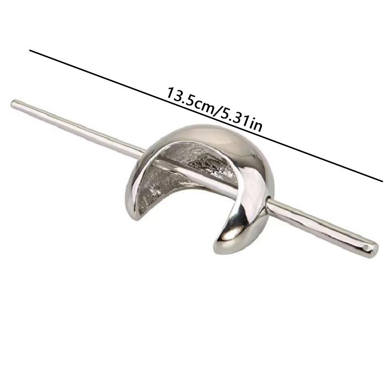 1pc Chinese Silver Curved Crescent Shaped Hairpin Women High-end Feel Featuring Simple and Stylish Half Zip Hairpin Headband